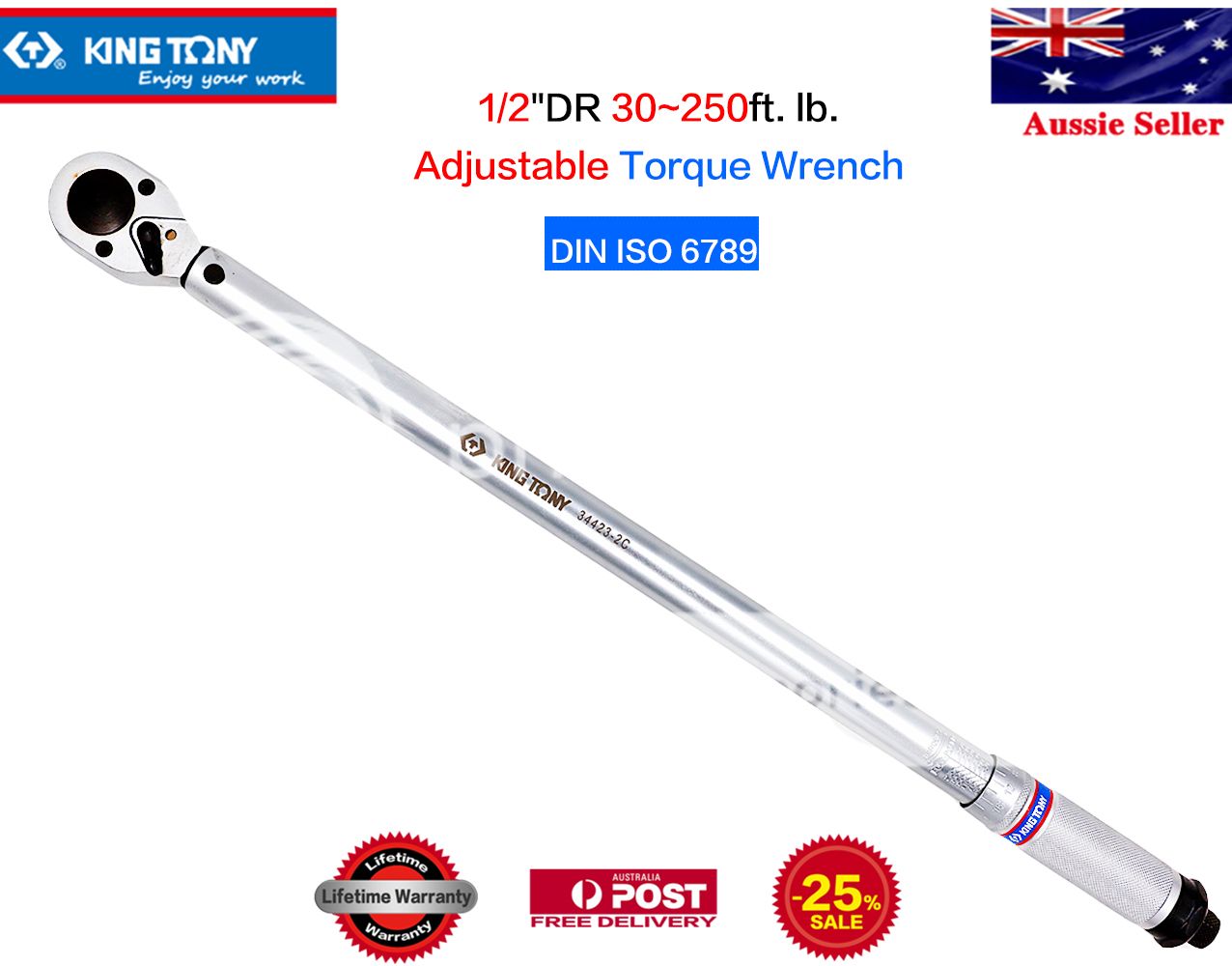 KING TONY 1/2"DR 50250ft. lb.Adjustable Torque Wrench Made in Taiwan